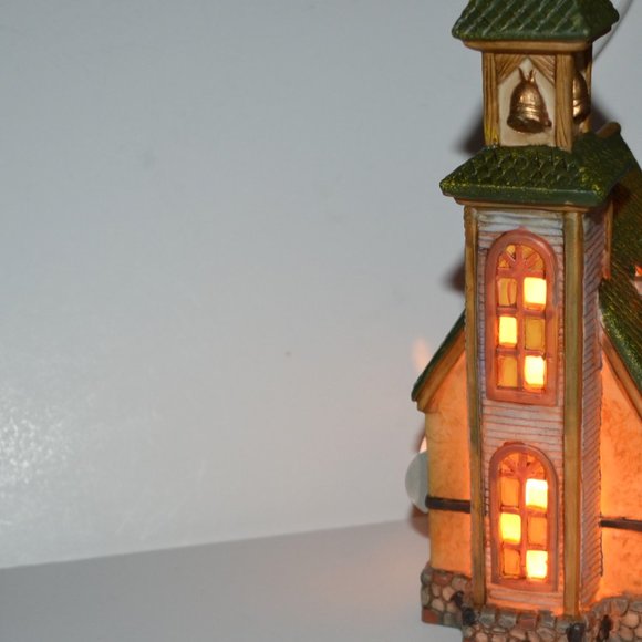 Harvest Hand Painted Porcelain Lighted Church Fall Decor - Picture 3 of 7